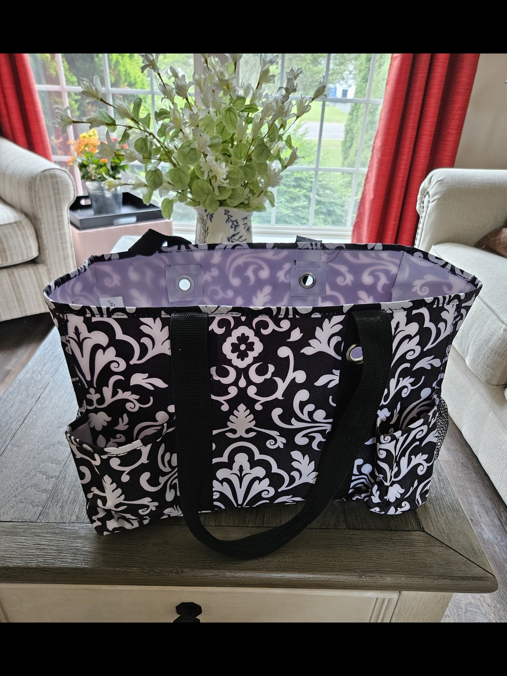 thirty-one Black and White Parisian Pop Damask Medium Utility Tote